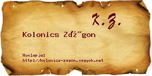Kolonics Zágon névjegykártya